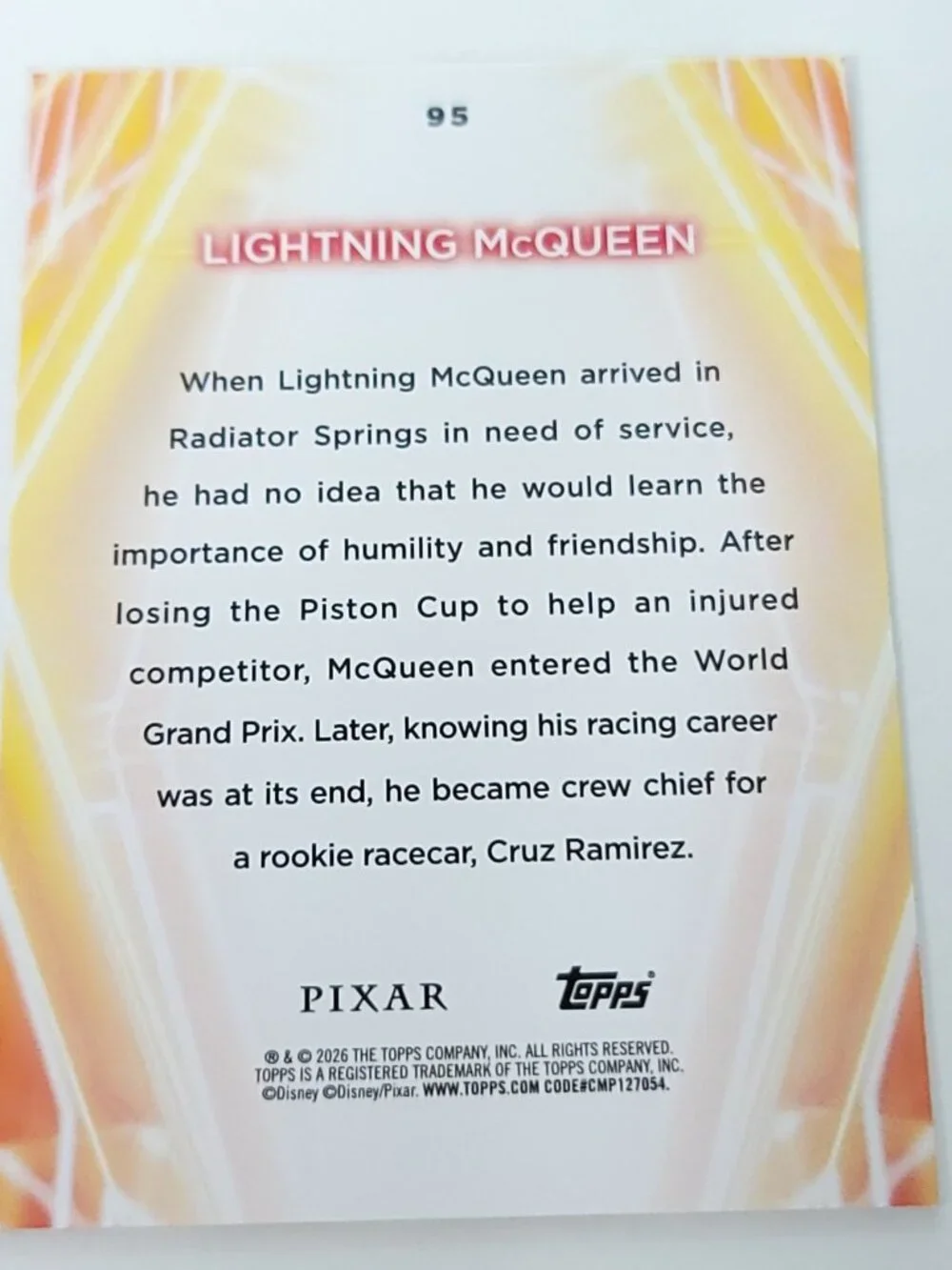 Lightning Mcqueen Topps 2026 Disney Neon Holo Parallel Refractor Limited 064/199 - Picture 4 of 4